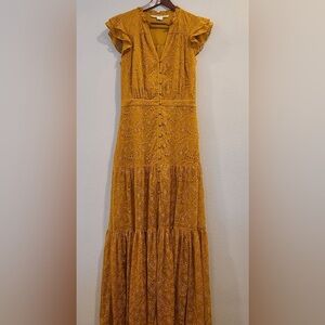 VERONICA BEARD - Satori Eyelet Saffron Maxi Dress - Size:10